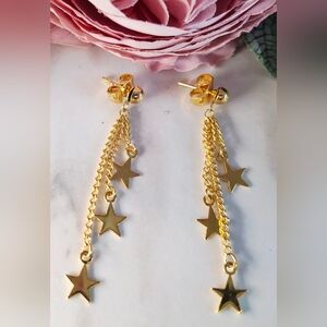 Vintage 80s ✨️⭐️Gold Star Drop Earrings